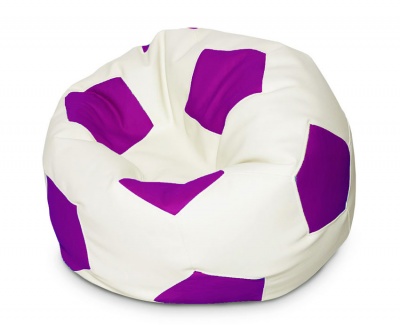 Кресло мяч Экокожа Фиолетово белый XL (90x90x90 см) Папа Пуф